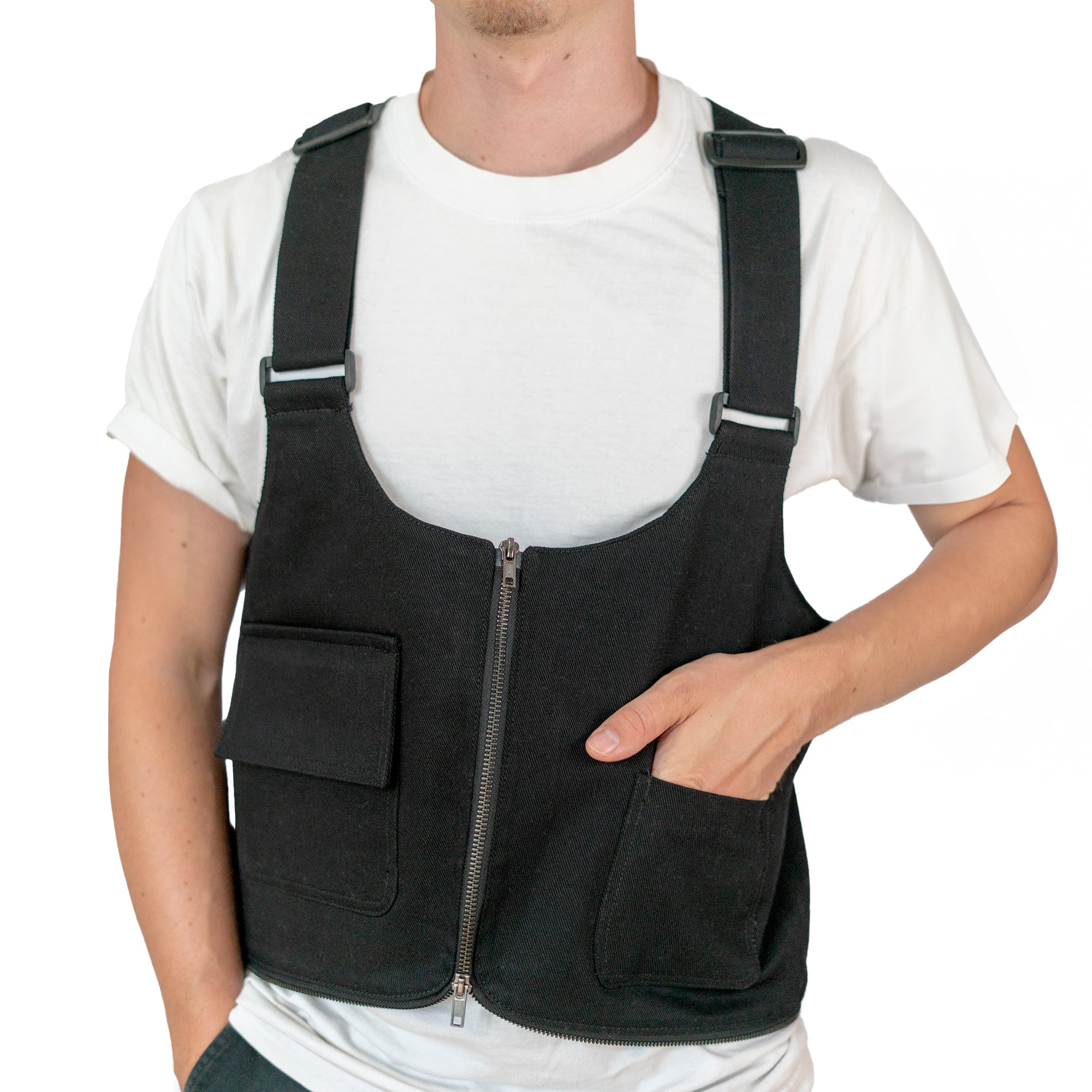 Cargo Denim Cropped Vest Bag